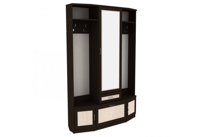 Шкаф для прихожей с зеркалом и обувницей Гарун А-600 — Венге со светлой вставкой