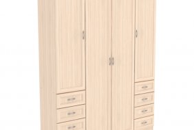 Шкаф для одежды 4-дверный с полками, штангой и ящиками Гарун А-112