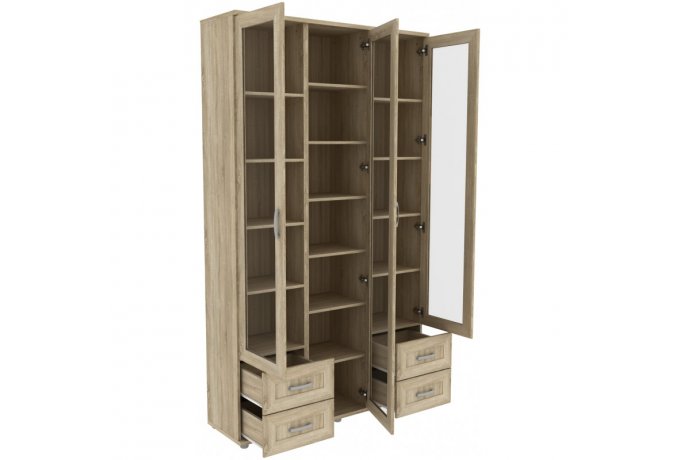 Книжный шкаф со стеклянными дверцами трехстворчатый с ящиками Гарун-К 503.08 — фото 2