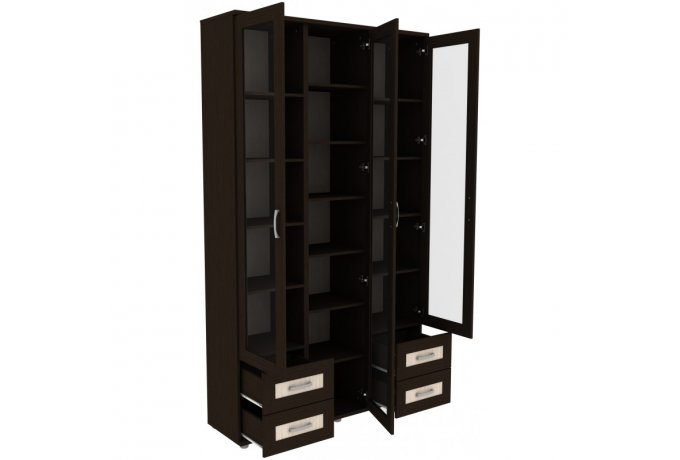 Книжный шкаф со стеклянными дверцами трехстворчатый с ящиками Гарун-К 503.08 — фото 3