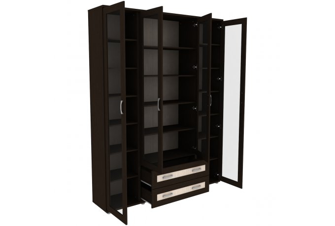 Книжный шкаф со стеклянными дверцами 4 дверный с ящиками Гарун-К 504.04 — фото 5