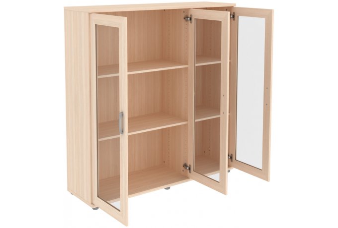 Книжный шкаф со стеклянными дверцами низкий трехстворчатый Гарун-К 303.02 — фото 2