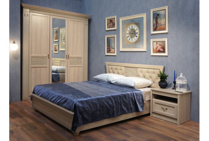 Кровать двуспальная с ПМ Лючия 199 дуб оксфорд серый — фото 2