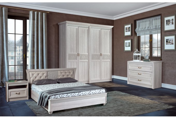 Кровать двуспальная с ПМ Лючия 199 дуб оксфорд серый — фото 5