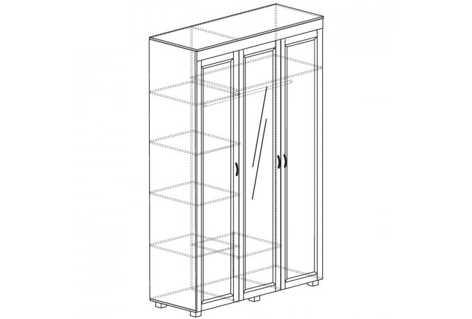 Шкаф для одежды трехстворчатый с зеркалом Йорк ЙО-01.1 — фото 2