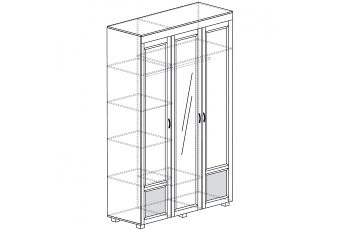 Шкаф для одежды трехстворчатый с зеркалом Йорк ЙО-01.3 — фото 2
