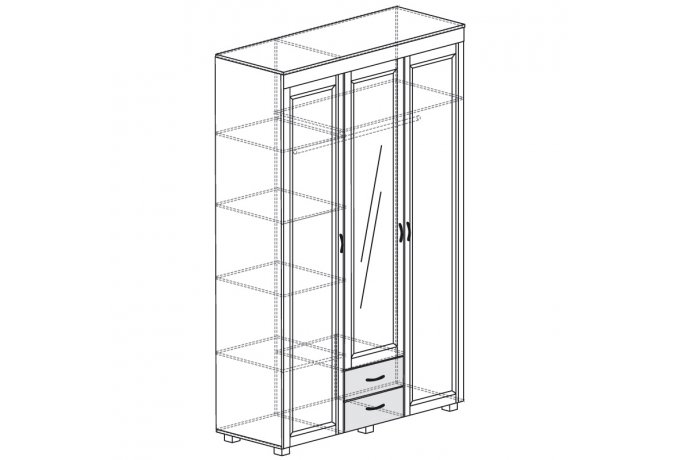 Шкаф для одежды трехстворчатый с ящиками и зеркалом Йорк ЙО-01.6 — фото 2