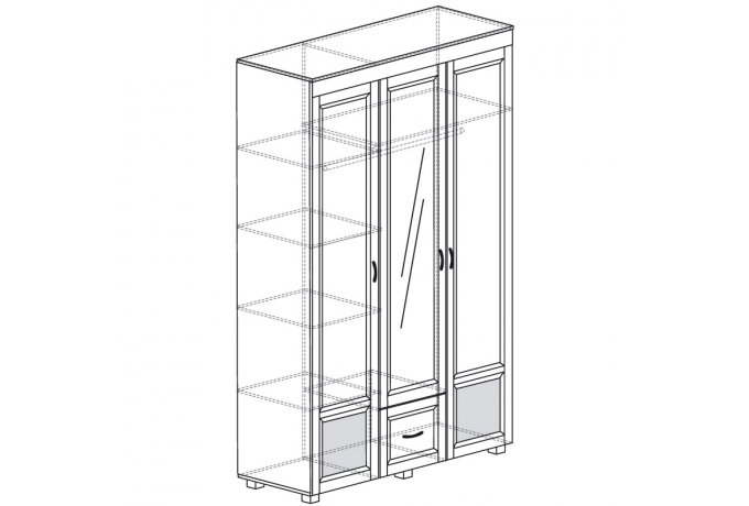 Шкаф для одежды трехстворчатый с зеркалом и ящиком Йорк ЙО-01.10 — фото 2