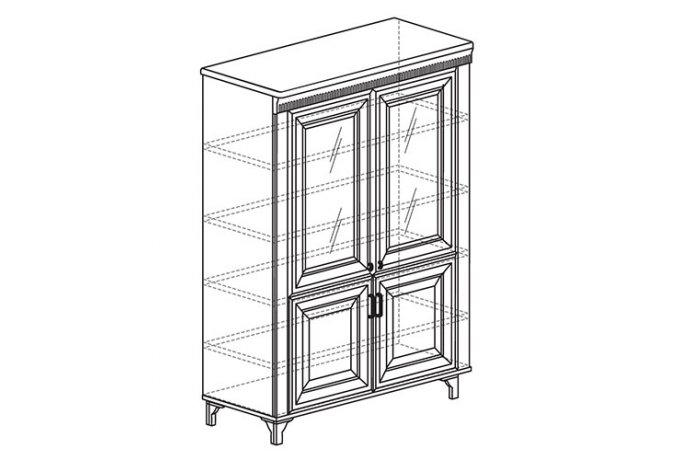 Книжный шкаф со стеклянными дверцами низкий Марлен 495 — фото 2