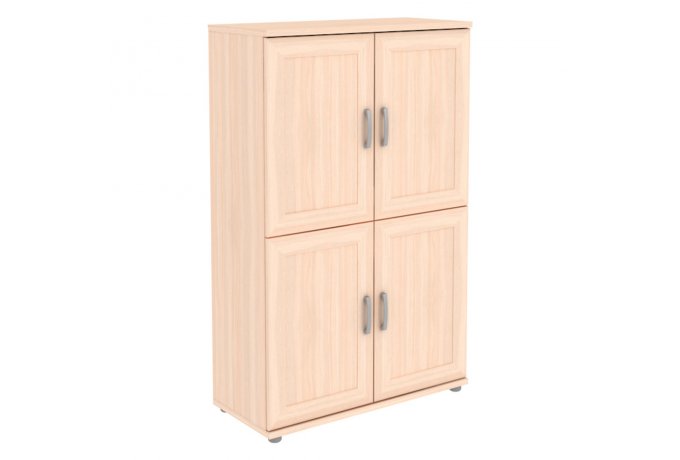 Шкаф для одежды Гарун-К 302.03 низкий с полками (4 дверцы) — Молочный дуб