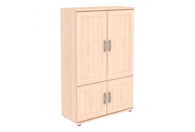 Шкаф для одежды низкий с полками Гарун-К 302.05 (4 дверцы) — Молочный дуб