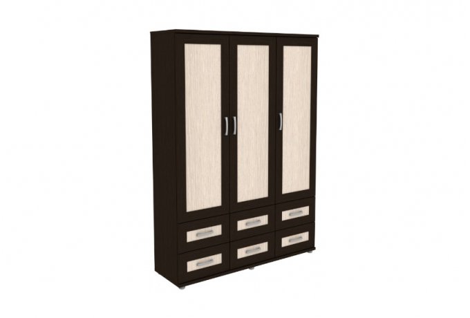 Шкаф для одежды трехстворчатый с ящиками низкий Гарун-К 403.07 — Венге со светлой вставкой