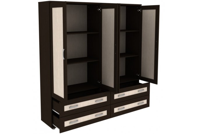 Шкаф для одежды 4-створчатый с ящиками низкий Гарун-К 404.05 — фото 4