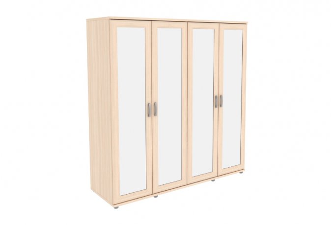 Шкаф для одежды 4-дверный с зеркалами Гарун-К 414.02 — Молочный дуб