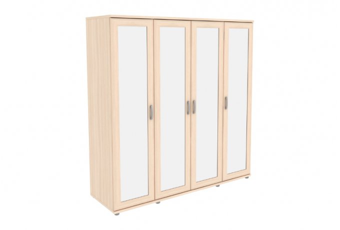 Шкаф для одежды 4-дверный с зеркалами Гарун-К 414.04 — Молочный дуб