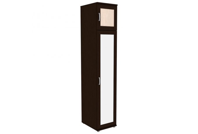 Шкаф-пенал для одежды Гарун-К 511.08 с антресолью и зеркалом — Венге со светлой вставкой