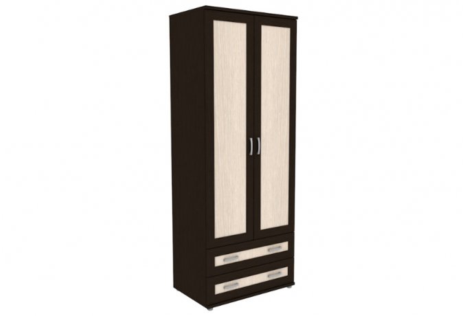 Шкаф для одежды двухстворчатый с ящиками Гарун-К 512.08 — Венге со светлой вставкой