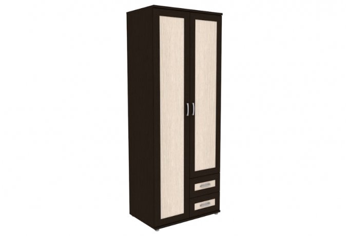 Шкаф для одежды двухстворчатый с ящиками Гарун-К 512.10 — Венге со светлой вставкой