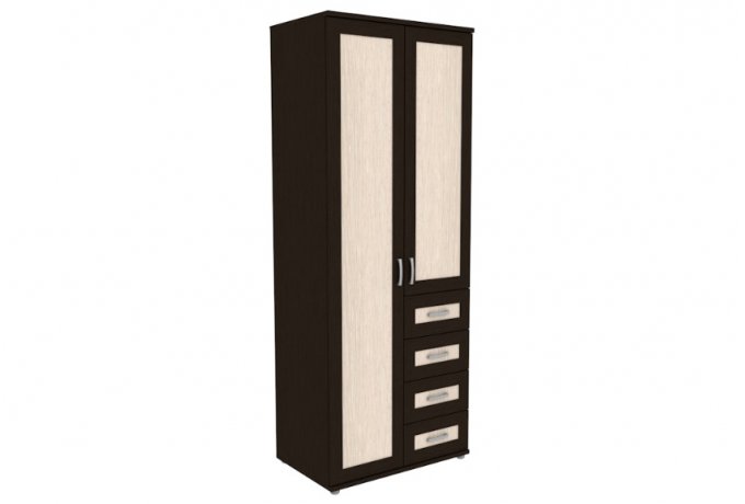 Шкаф для одежды двухстворчатый с ящиками Гарун-К 512.12 — Венге со светлой вставкой