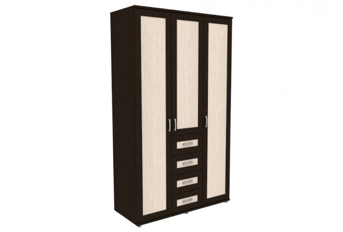 Шкаф для одежды трехстворчатый с ящиками Гарун-К 513.05 — Венге со светлой вставкой