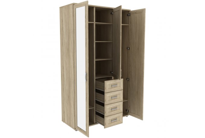 Шкаф для одежды трехстворчатый с ящиками и зеркалами Гарун-К 513.06 — фото 4
