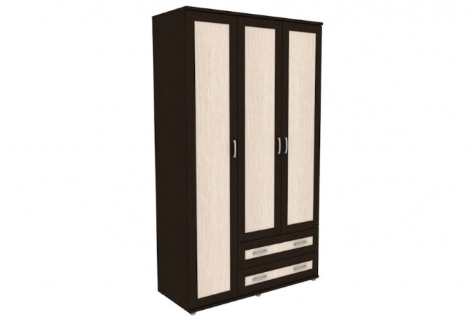 Шкаф для одежды трехстворчатый с ящиками Гарун-К 513.07 — Венге со светлой вставкой