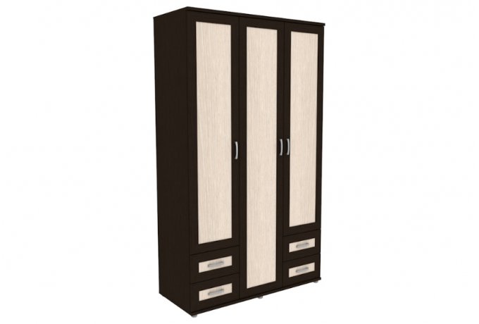 Шкаф для одежды трехстворчатый с ящиками Гарун-К 513.09 — Венге со светлой вставкой