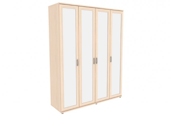 Шкаф для одежды 4-дверный с зеркалами Гарун-К 514.02 — Молочный дуб