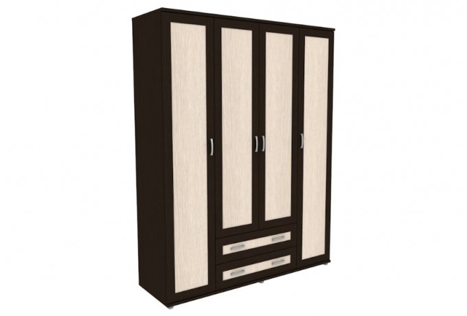Шкаф для одежды 4-дверный с ящиками Гарун-К 514.03 — Венге со светлой вставкой