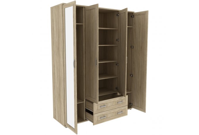 Шкаф для одежды 4-дверный с зеркалами и ящиками Гарун-К 514.04 — фото 2