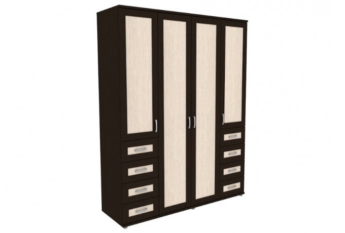 Шкаф для одежды 4-дверный с ящиками Гарун-К 514.05 — Венге со светлой вставкой