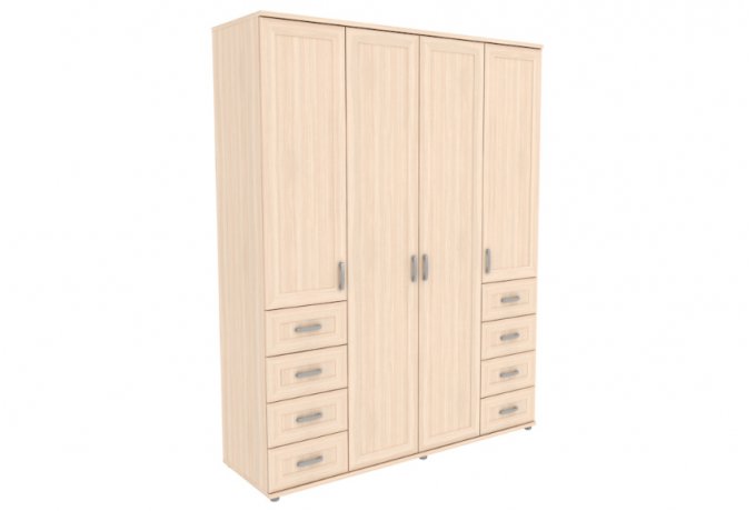 Шкаф для одежды 4-дверный с ящиками Гарун-К 514.05 — Молочный дуб