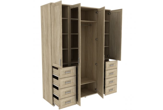 Шкаф для одежды 4-дверный с зеркалами и ящиками Гарун-К 514.06 — фото 3