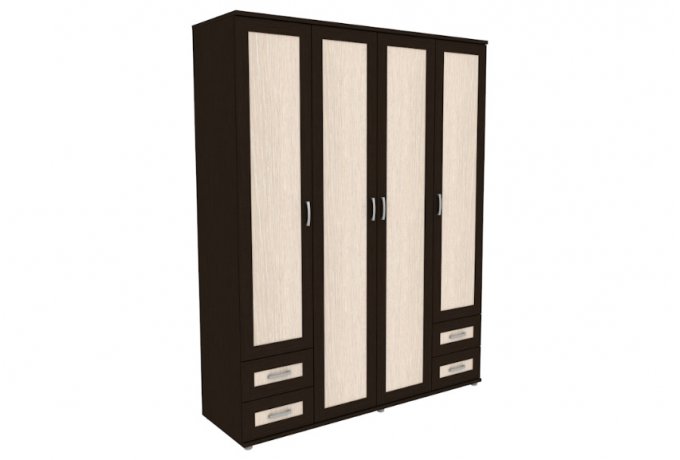 Шкаф для одежды 4-дверный с ящиками Гарун-К 514.07 — Венге со светлой вставкой