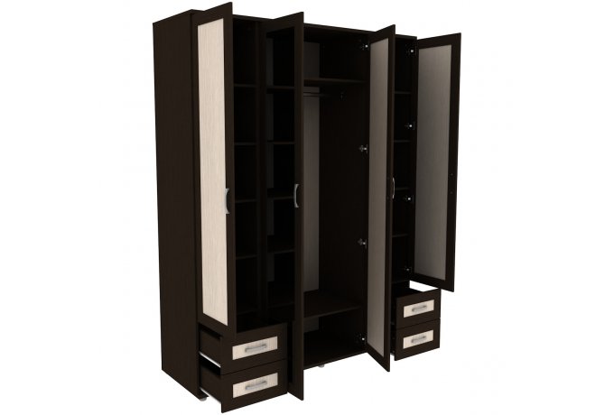 Шкаф для одежды 4-дверный с зеркалами и ящиками Гарун-К 514.08 — фото 5