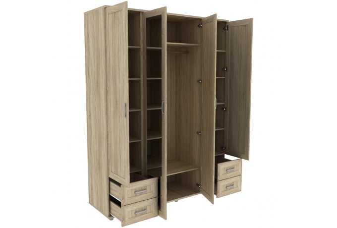 Шкаф для одежды 4-дверный с зеркалами и ящиками Гарун-К 514.08 — фото 3