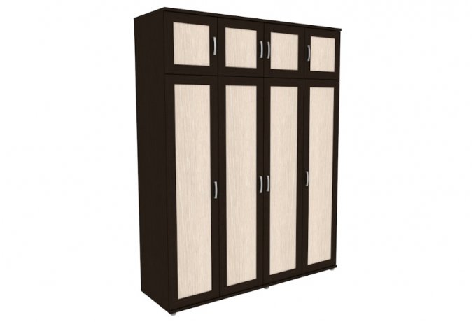 Шкаф для одежды 4-дверный с антресолью Гарун-К 514.09 — Венге со светлой вставкой