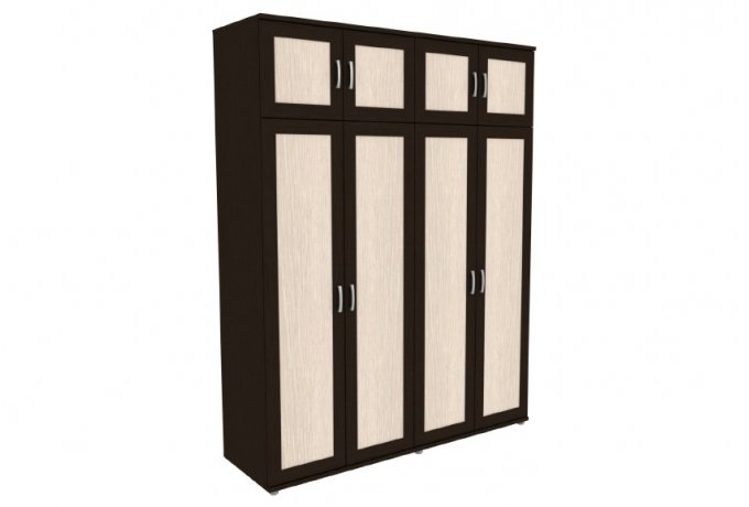 Шкаф для одежды 4-дверный с антресолью Гарун-К 514.10 — Венге со светлой вставкой