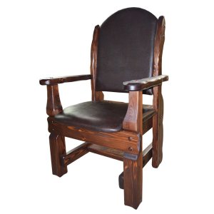 Кресло «Купец» (кожа) из массива дерева