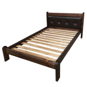 Кровать «Русич 2» (90х200) из массива с мягкой спинкой