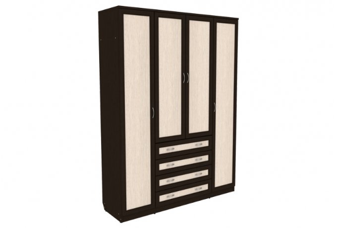 Шкаф для одежды 4-дверный Гарун А-110 — Венге со светлой вставкой