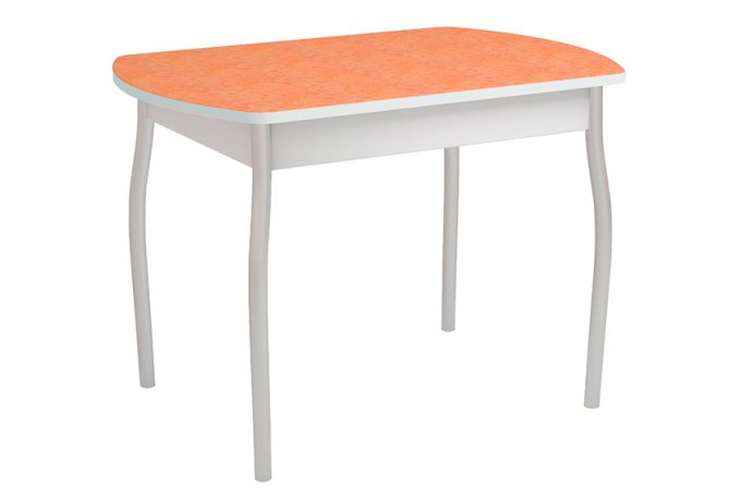 Стол обеденный Орфей-6 (столешница пластик) — Оранжевые цветы