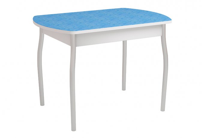 Стол обеденный Орфей-6 (столешница пластик) — Синие цветы