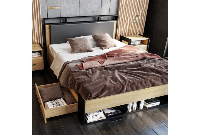 Кровать двуспальная Стенли МН-037-01 с ящиками — фото 1