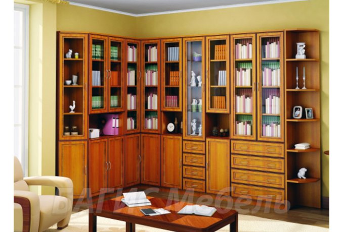 Шкаф для книг со стеклянными дверцами и ящиками Гарун А-204 — фото 11