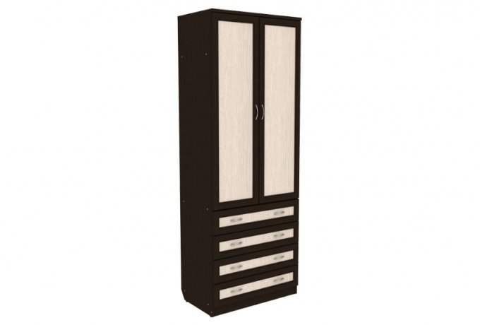 Шкаф для одежды Гарун А-103 со штангой и ящиками — Венге со светлой вставкой